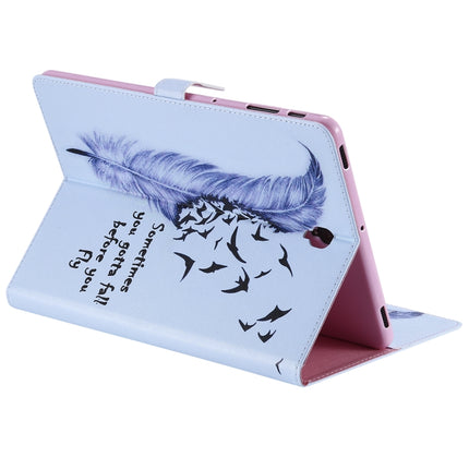 For Galaxy Tab S4 10.5 T830 / T835 Colored Drawing Pattern Horizontal Flip PU Leather Case with Holder & Card Slots & Wallet (Feather)-garmade.com