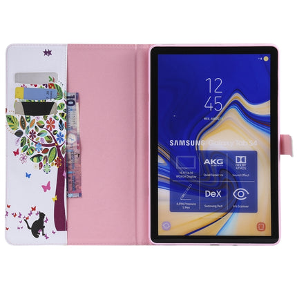 For Galaxy Tab S4 10.5 T830 / T835 Colored Drawing Pattern Horizontal Flip PU Leather Case with Holder & Card Slots & Wallet (Cat and Tree)-garmade.com