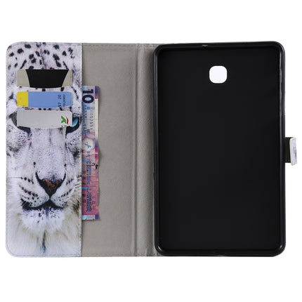 For Galaxy Tab A 8.0 (2018) T387 Colored Drawing Pattern Horizontal Flip PU Leather Case with Holder & Card Slots & Wallet(White Panther)-garmade.com