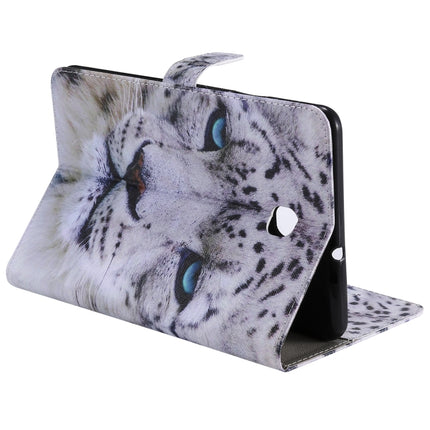 For Galaxy Tab A 8.0 (2018) T387 Colored Drawing Pattern Horizontal Flip PU Leather Case with Holder & Card Slots & Wallet(White Panther)-garmade.com