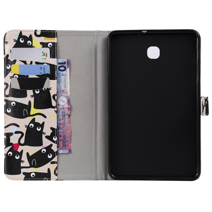 For Galaxy Tab A 8.0 (2018) T387 Colored Drawing Pattern Horizontal Flip PU Leather Case with Holder & Card Slots & Wallet(Little Cat)-garmade.com