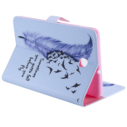 For Galaxy Tab A 8.0 (2018) T387 Colored Drawing Pattern Horizontal Flip PU Leather Case with Holder & Card Slots & Wallet(Feather)-garmade.com