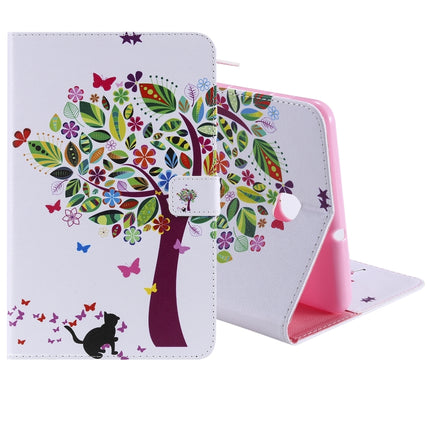 For Galaxy Tab A 8.0 (2018) T387 Colored Drawing Pattern Horizontal Flip PU Leather Case with Holder & Card Slots & Wallet(Cat and Tree)-garmade.com