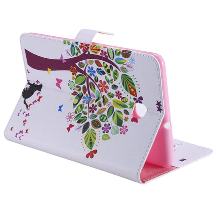For Galaxy Tab A 8.0 (2018) T387 Colored Drawing Pattern Horizontal Flip PU Leather Case with Holder & Card Slots & Wallet(Cat and Tree)-garmade.com