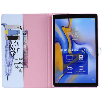 For Galaxy Tab A 10.5 T590 / T595 Colored Drawing Pattern Horizontal Flip PU Leather Case with Holder & Card Slots & Wallet(Feather)-garmade.com