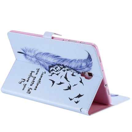 For Galaxy Tab A 10.5 T590 / T595 Colored Drawing Pattern Horizontal Flip PU Leather Case with Holder & Card Slots & Wallet(Feather)-garmade.com