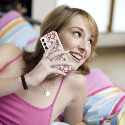For Samsung Galaxy S22+ 5G Electroplating IMD TPU Phone Case(Pink Scales)-garmade.com