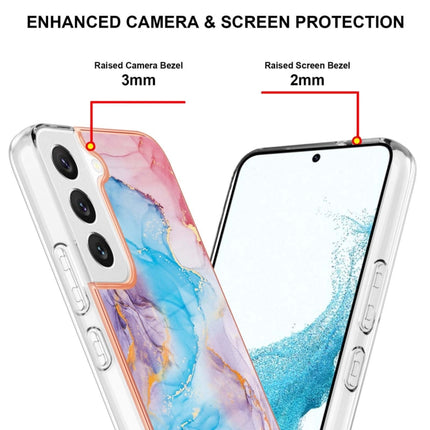 For Samsung Galaxy S22+ 5G Electroplating IMD TPU Phone Case(Blue Marble)-garmade.com