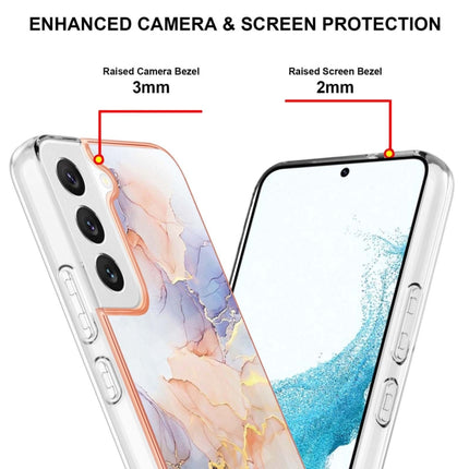 For Samsung Galaxy S22+ 5G Electroplating IMD TPU Phone Case(White Marble)-garmade.com