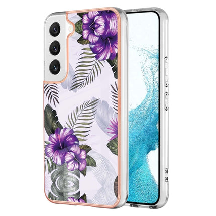 For Samsung Galaxy S22+ 5G Electroplating IMD TPU Phone Case(Purple Flower)-garmade.com