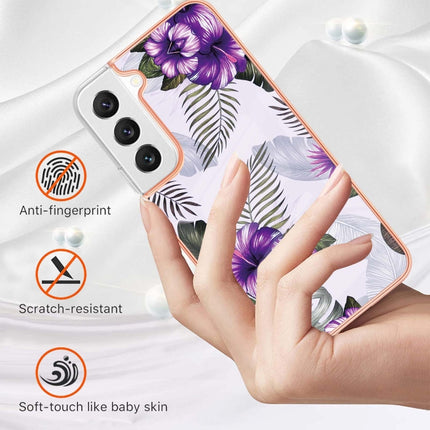 For Samsung Galaxy S22+ 5G Electroplating IMD TPU Phone Case(Purple Flower)-garmade.com