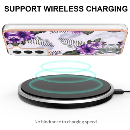 For Samsung Galaxy S22+ 5G Electroplating IMD TPU Phone Case(Purple Flower)-garmade.com