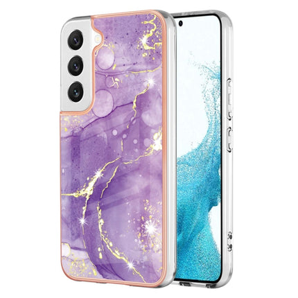 For Samsung Galaxy S22+ 5G Electroplating Marble IMD TPU Phone Case(Purple 002)-garmade.com