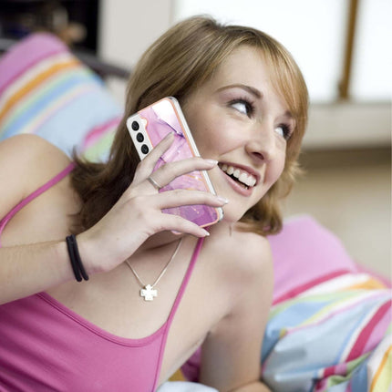 For Samsung Galaxy S22+ 5G Electroplating Marble IMD TPU Phone Case(Purple 001)-garmade.com