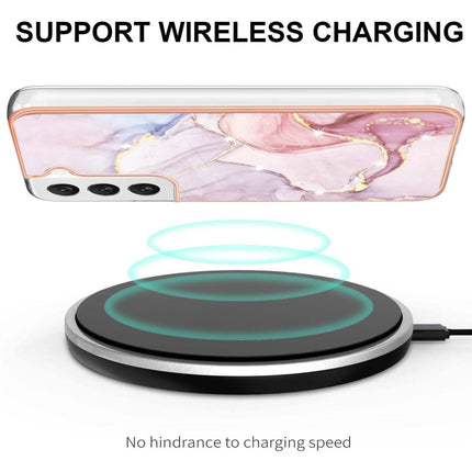 For Samsung Galaxy S22+ 5G Electroplating Marble IMD TPU Phone Case(Rose Gold 005)-garmade.com