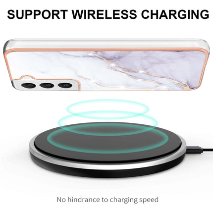 For Samsung Galaxy S22+ 5G Electroplating Marble IMD TPU Phone Case(White 006)-garmade.com