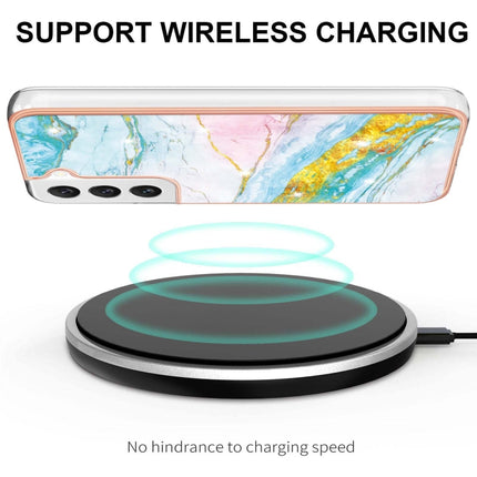 For Samsung Galaxy S22+ 5G Electroplating Marble IMD TPU Phone Case(Green 004)-garmade.com