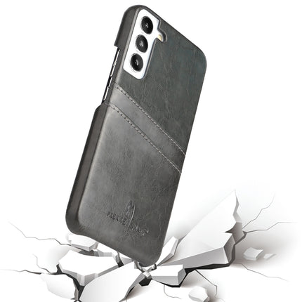 For Samsung Galaxy S22+ 5G Fierre Shann Retro Oil Wax Texture PU Leather Phone Case with Card Slots(Black)-garmade.com