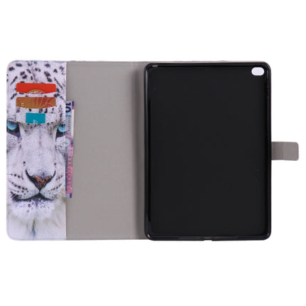 For iPad 5 & 6 Colored Drawing Pattern Horizontal Flip PU Leather Case with Holder & Card Slots & Wallet & Sleep / Wake-up Function(White Panther)-garmade.com