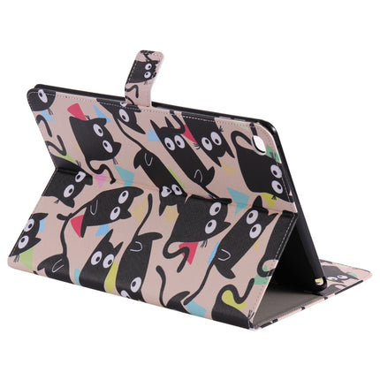 For iPad 5 & 6 Colored Drawing Pattern Horizontal Flip PU Leather Case with Holder & Card Slots & Wallet & Sleep / Wake-up Function(Little Cat)-garmade.com