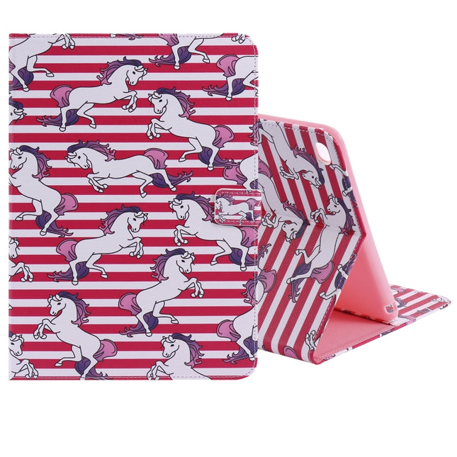 For iPad 5 & 6 Colored Drawing Pattern Horizontal Flip PU Leather Case with Holder & Card Slots & Wallet & Sleep / Wake-up Function(Horse)-garmade.com