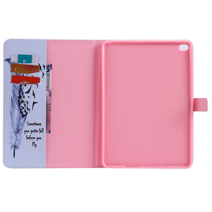 For iPad 5 & 6 Colored Drawing Pattern Horizontal Flip PU Leather Case with Holder & Card Slots & Wallet & Sleep / Wake-up Function(Feather)-garmade.com