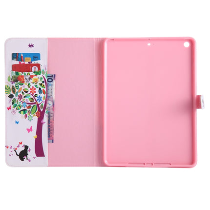 Colored Drawing Pattern Horizontal Flip PU Leather Case with Holder & Card Slots & Wallet & Sleep / Wake-up Function(Cat and Tree)-garmade.com