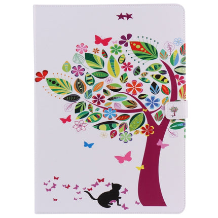 For iPad Pro 12.9 2018 Colored Drawing Pattern Horizontal Flip PU Leather Case with Holder & Card Slots & Wallet & Sleep / Wake-up Function(Cat and Tree)-garmade.com
