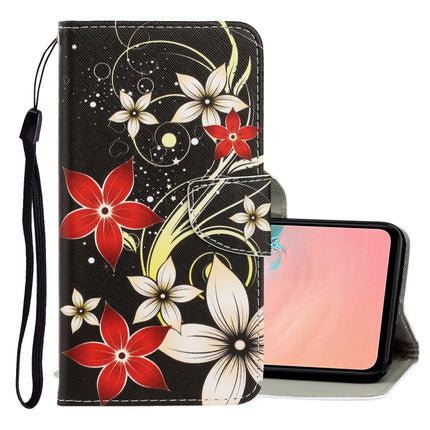 For Galaxy S20+ 3D Colored Drawing Horizontal Flip PU Leather Case with Holder & Card Slots & Wallet(Red Flower)-garmade.com