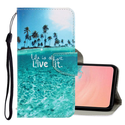 For Galaxy S20+ 3D Colored Drawing Horizontal Flip PU Leather Case with Holder & Card Slots & Wallet(Coconut Tree)-garmade.com