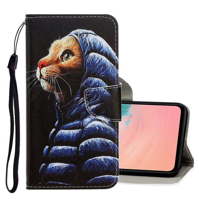 For Galaxy S20 3D Colored Drawing Horizontal Flip PU Leather Case with Holder & Card Slots & Wallet(Down Jacket Cat)-garmade.com