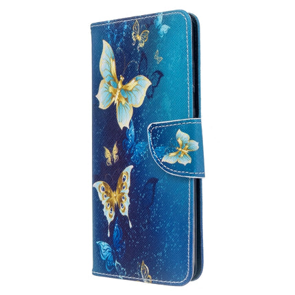 For Galaxy S20+ Colored Drawing Pattern Horizontal Flip Leather Case with Holder & Card Slots & Wallet(Blue Butterfly)-garmade.com