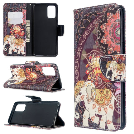 For Galaxy S20+ Colored Drawing Pattern Horizontal Flip Leather Case with Holder & Card Slots & Wallet(Flower Elephant)-garmade.com