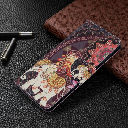 For Galaxy S20+ Colored Drawing Pattern Horizontal Flip Leather Case with Holder & Card Slots & Wallet(Flower Elephant)-garmade.com