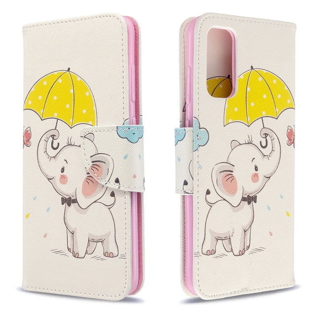 For Galaxy S20 Colored Drawing Pattern Horizontal Flip Leather Case with Holder & Card Slots & Wallet(Umbrella Elephant)-garmade.com