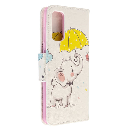For Galaxy S20 Colored Drawing Pattern Horizontal Flip Leather Case with Holder & Card Slots & Wallet(Umbrella Elephant)-garmade.com