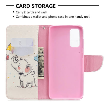 For Galaxy S20 Colored Drawing Pattern Horizontal Flip Leather Case with Holder & Card Slots & Wallet(Umbrella Elephant)-garmade.com