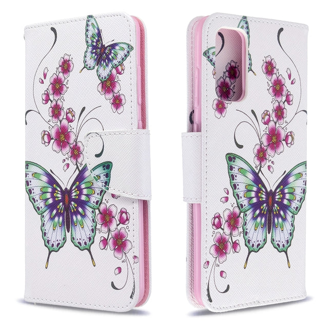 For Galaxy S20 Colored Drawing Pattern Horizontal Flip Leather Case with Holder & Card Slots & Wallet(Two Butterflies)-garmade.com