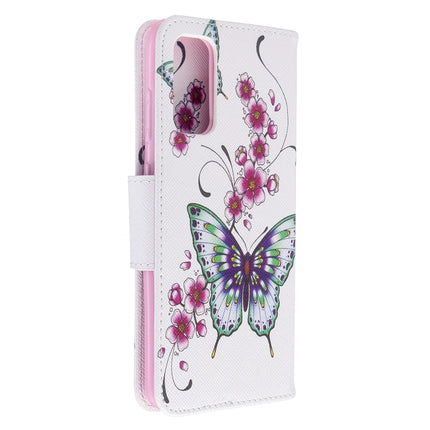 For Galaxy S20 Colored Drawing Pattern Horizontal Flip Leather Case with Holder & Card Slots & Wallet(Two Butterflies)-garmade.com