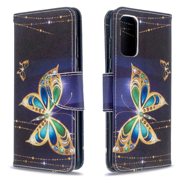 For Galaxy S20 Colored Drawing Pattern Horizontal Flip Leather Case with Holder & Card Slots & Wallet(Golden Butterfly)-garmade.com