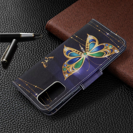 For Galaxy S20 Colored Drawing Pattern Horizontal Flip Leather Case with Holder & Card Slots & Wallet(Golden Butterfly)-garmade.com