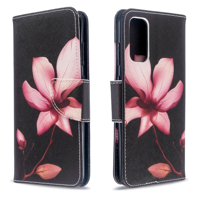 For Galaxy S20 Colored Drawing Pattern Horizontal Flip Leather Case with Holder & Card Slots & Wallet(Lotus)-garmade.com