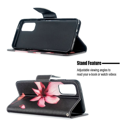 For Galaxy S20 Colored Drawing Pattern Horizontal Flip Leather Case with Holder & Card Slots & Wallet(Lotus)-garmade.com