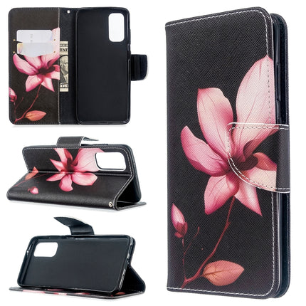 For Galaxy S20 Colored Drawing Pattern Horizontal Flip Leather Case with Holder & Card Slots & Wallet(Lotus)-garmade.com