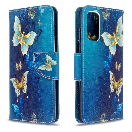 For Galaxy S20 Colored Drawing Pattern Horizontal Flip Leather Case with Holder & Card Slots & Wallet(Blue Butterfly)-garmade.com
