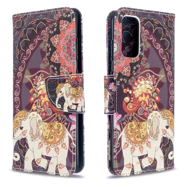 For Galaxy S20 Colored Drawing Pattern Horizontal Flip Leather Case with Holder & Card Slots & Wallet(Flower Elephant)-garmade.com