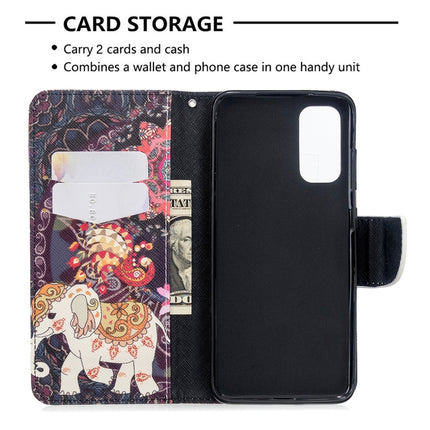 For Galaxy S20 Colored Drawing Pattern Horizontal Flip Leather Case with Holder & Card Slots & Wallet(Flower Elephant)-garmade.com