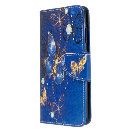 For Galaxy S20 Colored Drawing Pattern Horizontal Flip Leather Case with Holder & Card Slots & Wallet(Purple Butterfly)-garmade.com
