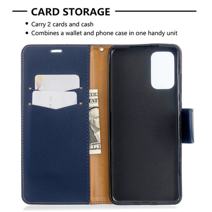 For Galaxy S20+ Litchi Texture Pure Color Horizontal Flip PU Leather Case with Holder & Card Slots & Wallet & Lanyard(Dark Blue)-garmade.com