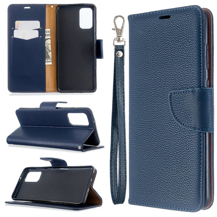 For Galaxy S20+ Litchi Texture Pure Color Horizontal Flip PU Leather Case with Holder & Card Slots & Wallet & Lanyard(Dark Blue)-garmade.com